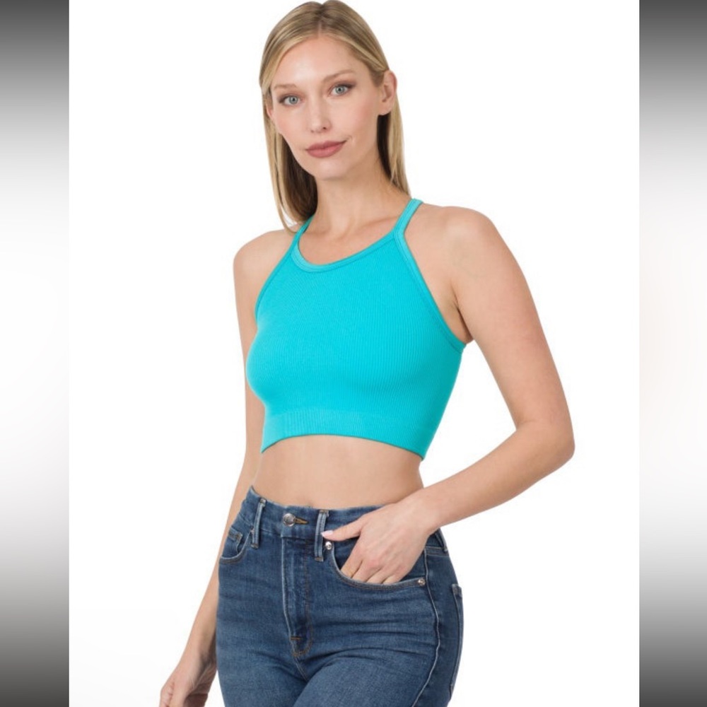 Zenana black ribbed racer back brami S/M